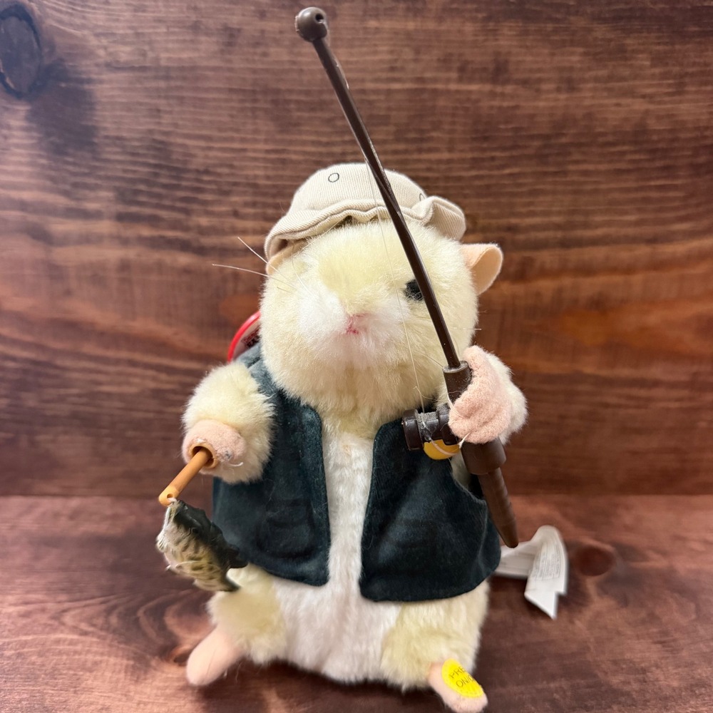 Gemmy Dancing Hamster Billy Bass Fishing Animated Plush Toy 30979 NWT Works